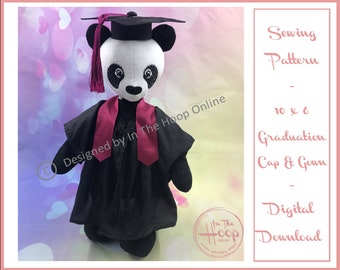 Patrón de costura para birrete y toga de graduación: Oso de peluche de 10 x 6 en el aro.