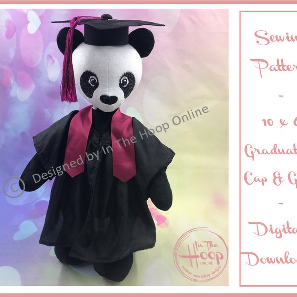 Graduation Cap and Gown SEWING Pattern for 10 x 6 Teddy Bear In The Hoop Online