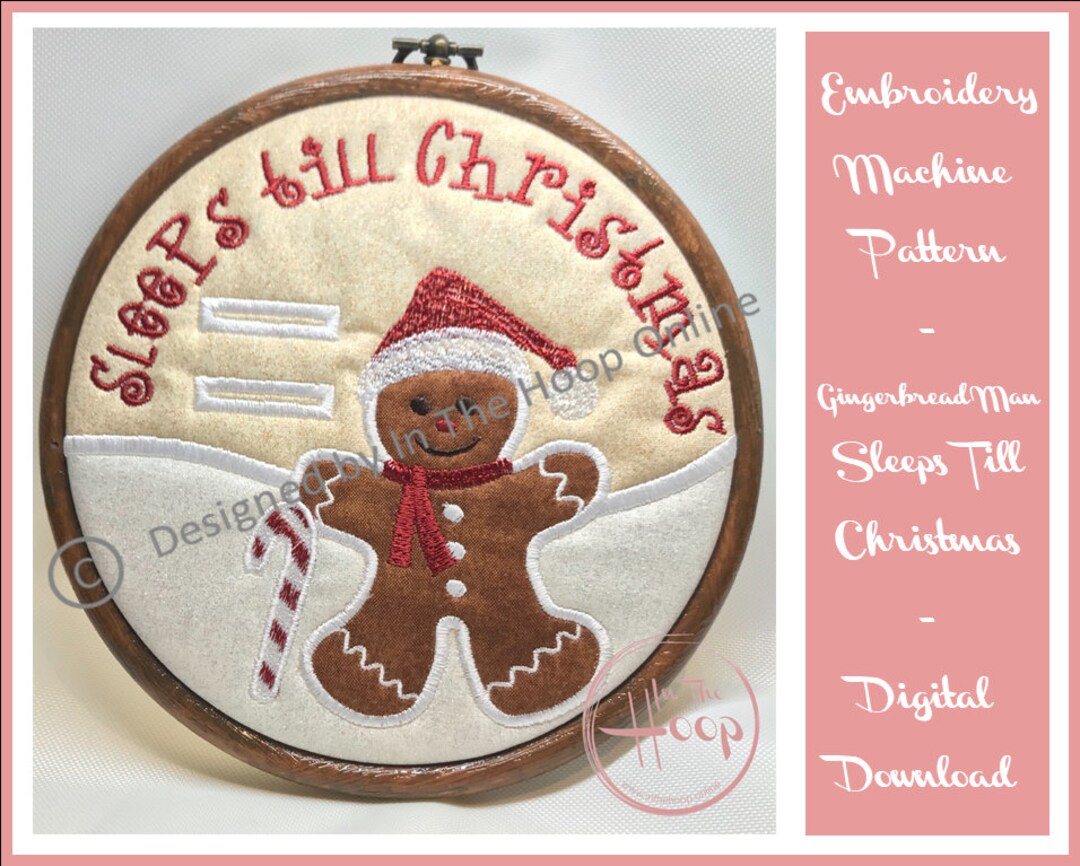 Gingerbread Man Advent Calendar Machine Embroidery Design Etsy