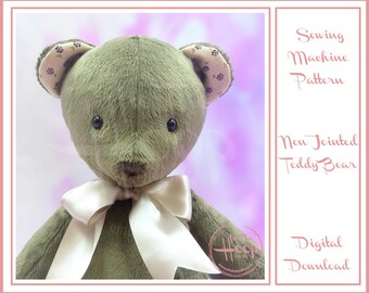 May include: A sewing pattern for a non-jointed teddy bear. The pattern is for a digital download and is suitable for use with a sewing machine.
