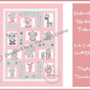 Créatures mignonnes Animal Applique Quilt Blocks Machine Broderie Design