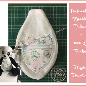 Tasca con zip 10x6 per la pancia teddy nel design del ricamo della macchina online del cerchio