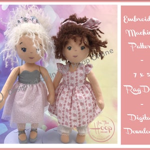 In The Hoop Doll Rag Doll (ITH) -  Amelie Rag Doll for 7x5 hoop machine embroidery design (NEW improved neck)