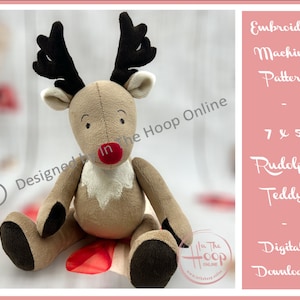 Dans The Hoop Rudolph Reindeer Teddy 7x5 ITH Machine Broderie Design