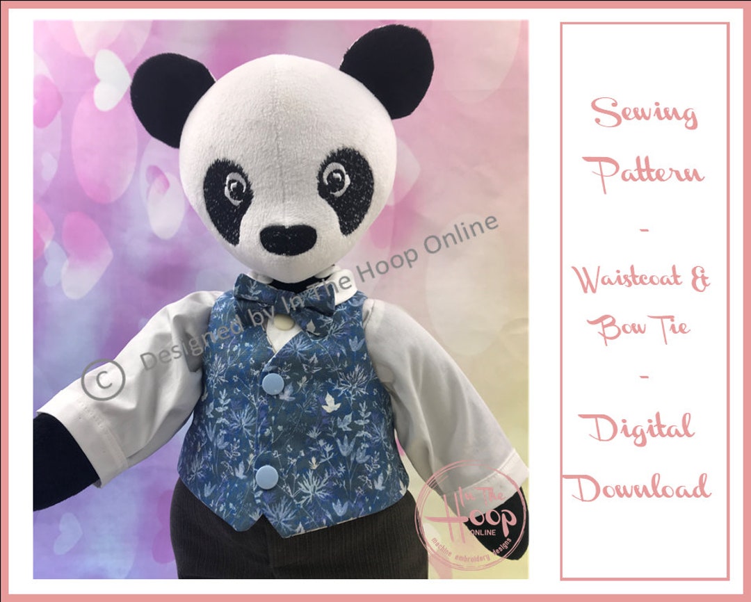 Teddy Bear Waistcoat and Bow Tie Sewing Pattern for in the Hoop Online