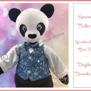 Teddy Bear Waistcoat and Bow Tie Sewing Pattern - for In The Hoop Online Teddies