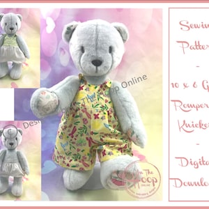 Teddy Bear Romper Suit and Knickers SEWING PATTERN for In The Hoop Online 10x6 Teddies