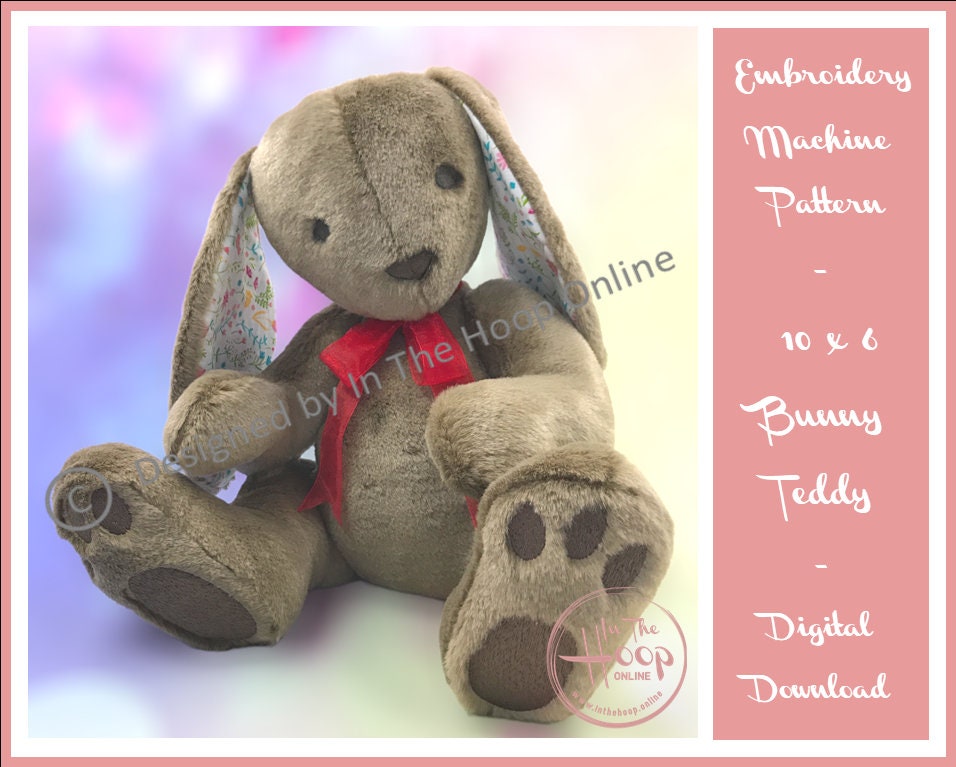 In the Hoop Jointed Bunny Rabbit 10x6 Machine Embroidery - Etsy UK
