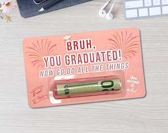 Funny Bruh Graduation Card For Her, Class of 2026 Cash Gift, Pink Graduation Money Holder For Daughter, Cash Grad Gift Under 20, Size 5x3