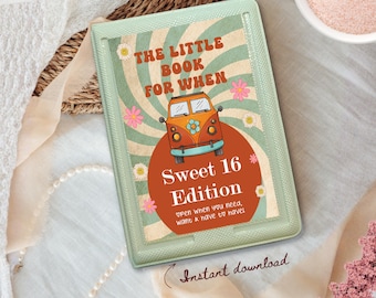 Sweet 16 Gift Card Book Printable, Instant Download, Mini Album Size 2 x 3, Retro Groovy Teen Girl Birthday Idea, Make-Up Gift Card Holders