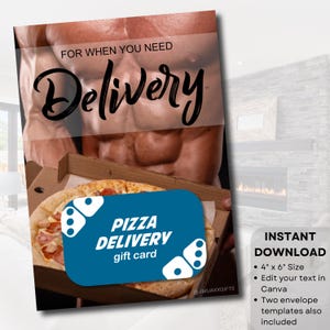 Porte-cartes cadeau pizza, imprimable, modifiable, taille 4 x 6, panier-cadeau avec livraison de nourriture, colis pour étudiants, cadeau pour diplômé senior