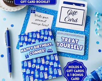 Birthday Gift Card Holder For Boys, Shopping Gifts For Him, Group Birthday Gift Ideas, Interactive 16th Bday Card, Blue Birthday Pattern