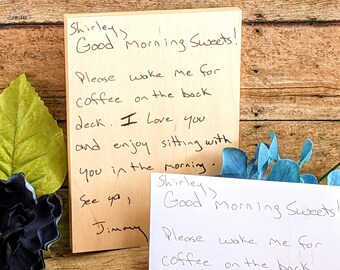 Actual Handwritten Note On Wooden Plaque, Childs Handwriting Gift To Mom, Family Keepsake Of Grandmas Recipe Framed, Note From Dad Gift, 5x7