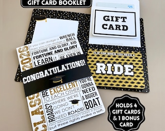 Graduation Flip Card Booklet, Multi Gift Card Holder Card, Senior Graduation Money Gift, Class of 2026, Holds 5 Gift Cards, Subway Art, 5x7