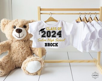 Custom Graduation Bear Shirt, Keepsake Grad Gift, Personalized Class Of 2024 Grad Teddy Bear Outfit, Custom Stuffed Animal Plush Shirt