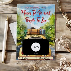Senior Graduation Uber Gift Card Holder: Printable Travel Ride-share Gift, Size 5x7, PDF Format