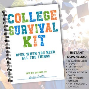 Kit de survie universitaire pour adolescent, livret de cartes-cadeau pour diplômé du secondaire, kit de soins de première année à l'université, cadeau pour diplômé de moins de 20 ans, PDF