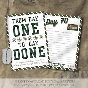 Cartas para el campamento de entrenamiento básico, plantilla de carta militar imprimible con indicaciones de escritura, descarga digital de cartas para soldados.