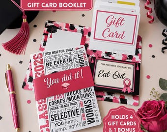 Graduation Flip Card Booklet For Her, Multi Gift Card Holder Card, Senior Graduation Money Gift, Class of 2026, Movie Quotes Subway Art, 5x7