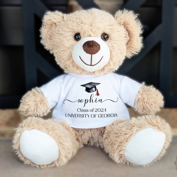 Personalized Graduation Bear For Her, Keepsake Grad Gift, Preschool Grad Teddy Bear With Name, Class Of 2024 Bear Plush, Kindergarten Bear