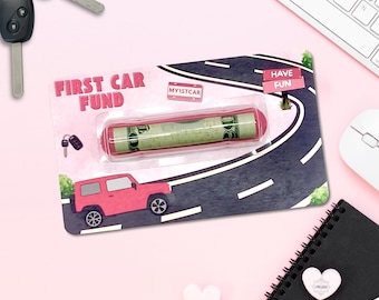 First Car Gifts, New Car Savings Challenge, Car Fund Tracker, New Driver Gift, 16th Birthday Cash Gift, Fun Money Gift Ideas For Teens, 5x3