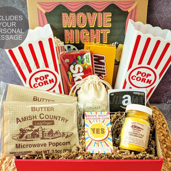 Movie Night Gift Box, Date Night Candy Box, Family Fun Night Gift Box, Movie Night Gift Basket, Movie Night Snack Box, Cozy Night In Gift