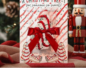 Christmas Tree Cake Gift Card Holder, Printable Holiday Treat Tag, DIY Teacher Christmas Gift, Instant Download, Two Sizes: 5x7 & A5
