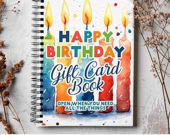 Happy Birthday Gift Card Book, EDITABLE, Personalized Birthday Card, Birthday Cash Cards For Teen, DIY For When Cards, Birthday Care Package