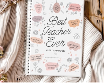 Teacher Affirmations Gift Card Book | Instant Download | Edit In Canva | Teacher Appreciation Gift Under 20 | End Of Year Gift | Two Sizes