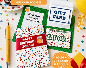 Birthday Gift Card Holder 5 Cards, Personalized Mini Gift Card Book For Birthday, Teen Money Gifts, Colorful Confetti Design, Size 5x7