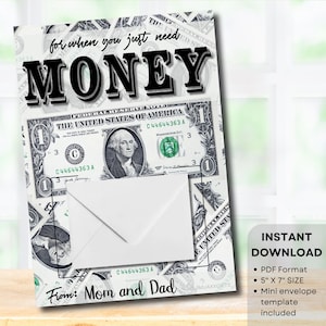 Porte-cartes en espèces à imprimer à la maison, Cadeau pour l'obtention du diplôme interurbain, Téléchargement instantané, Carte-cadeau pour un anniversaire de moins de 20 ans, Cadeau pour un chauffeur de bus, PDF