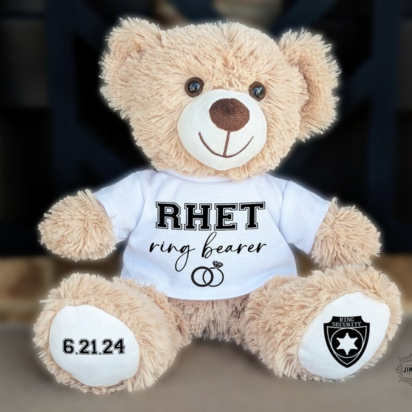 Personalisierter Teddybär für Ringträger, Pagenjunge-Geschenkidee, werden Sie unser Ringträger-Bär sein, kundenspezifischer Bär Plushie, Ringträger-Vorschlag