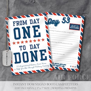 Air Force Boot Camp Letters, Instant Download, Includes Writing Prompts, Edit In Canva, Size 5x7, Military Printable Letters From Home