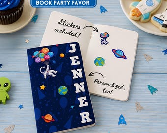 Outer Space Birthday Sticker Book Reusable, Personalized Non Candy Party Favors, Solar System Gift Ideas, Kids Astronaut Activity Book, 3x5