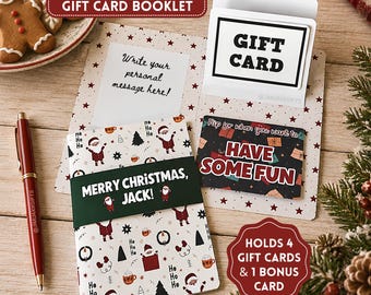 Christmas Gift Card Book, Personalized Holiday Waterfall Card, Fun Way To Give Multiple Gift Cards, Money Holder, Interactive Flip Cards