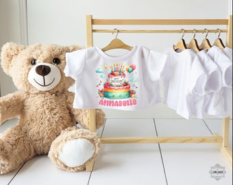 Camisa personalizada de oso de cumpleaños, traje de cumpleaños de oso de peluche, ropa personalizada de peluche de oso de cumpleaños, idea de regalo de cumpleaños para niña, 10 pulgadas