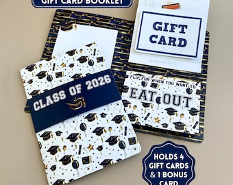 Graduation Multi Gift Card Holder Card, Senior Graduation Money Gift, Class of 2026 Flip Card Booklet, Holds 5 Gift Cards or Cash, Size 5x7