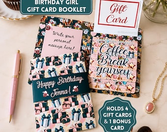 Birthday Gift Card Flip Book For Women, Sweet 16 Bday Card, Shopping Gifts For Her, Multiple Gift Card Presentation, Pink Teal Presents, 5x7