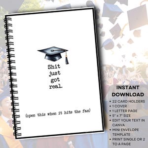 Carnet de cartes-cadeau pour l'obtention du diplôme, Porte-cartes pour diplômé du secondaire, Kit de survie pour la première année à l'université, Kit de soins universitaires, Modifiable