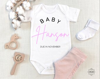 Pregnancy Reveal, Coming Soon Announcement, Personalized Baby Announcement Infant Bodysuit, Newborn Baby Shirt With Name, Coming Home Outfit