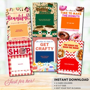 Mini-Geschenkkartenbuch-Bundle, Kaffee-Geschenkkartenhalter, Lehrergeschenk von Studenten, Shopping-Geschenkkarte, druckbare Geburtstagskarte, EDITIERBAR, PDF