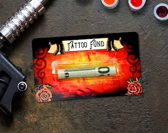 Tattoo Fund Money Holder Card, Tattoo Gift Ideas, Cash Gift for Tattoo Lover, Funny Tattoo Addict, Birthday Card For New Tattoo, Size 5x3