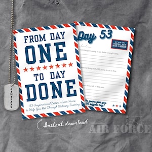 Air Force Boot Camp Letters, Instant Download, Includes Writing Prompts, Edit In Canva, Size 5x7, Military Printable Letters From Home