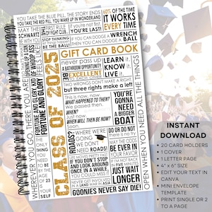 Graduation Gift Card Book For Him, Class of 2025 Subway Art Cover Graduate Presentation, College Survival Kit, Printable, Editable, Size 4x6