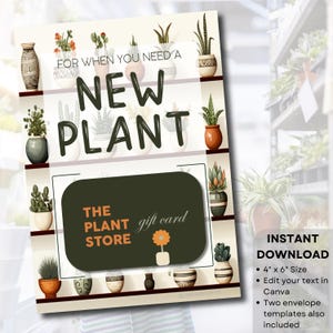Tarjetero para amantes de las plantas, regalos botánicos para ella, regalo de vegetación para amantes de la naturaleza, cesta de regalo para amantes de las plantas, 4x6, editable
