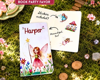 Personalized Fairy Sticker Book Party Favor | Custom Fairy Birthday Favor for Girls | Mini Reusable Sticker Activity Book with Name | 3x5