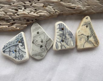 Medium hand made,Scottish Sea Pottery Buttons B 21.6.17.1
