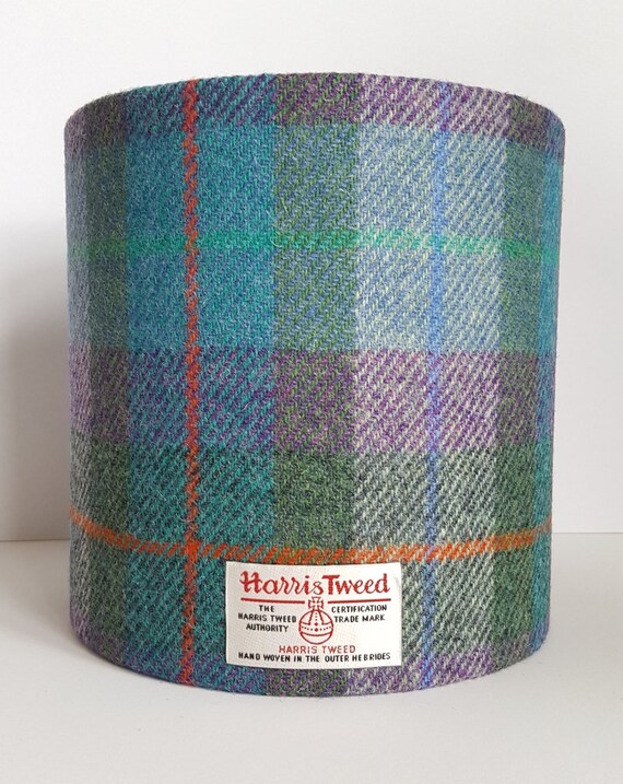 Green Violet Tartan Turquoise Harris Tweed Lampshade Green Violet Tartan Turquoise Harris Tweed Lampshade
