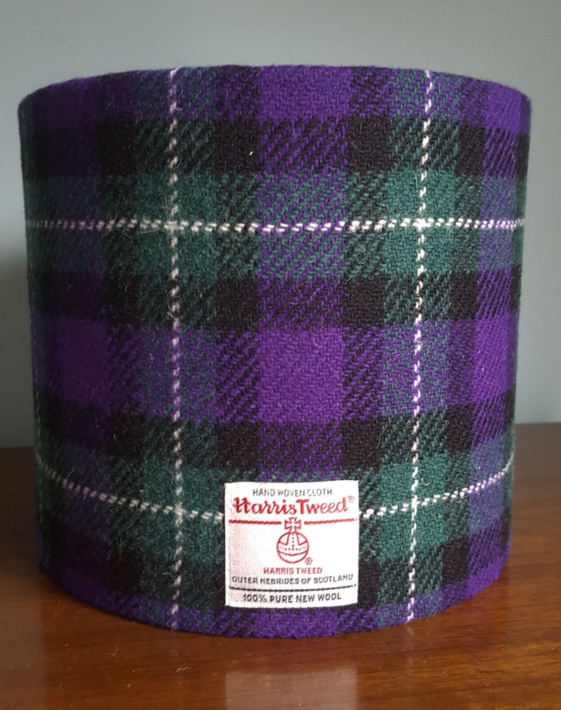 Harris Tweed Lampshade In Purple And Green Tartan Scottish Etsy