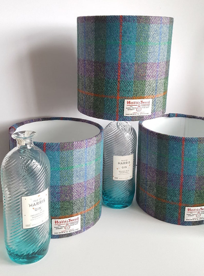 Gin Bottle Lamp Kit 25cm Harris Tweed Lampshade and Bottle Etsy